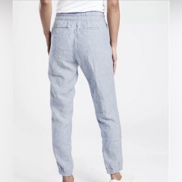 Athleta Cabo 100% Linen Joggers Blue Size 10 - Picture 2 of 8